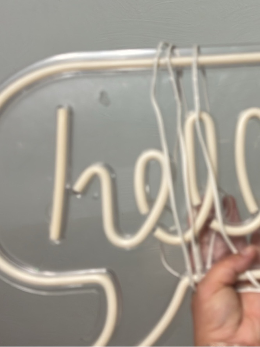 White Neon Script Sign - 'hello' Style - Picture 3 of 3